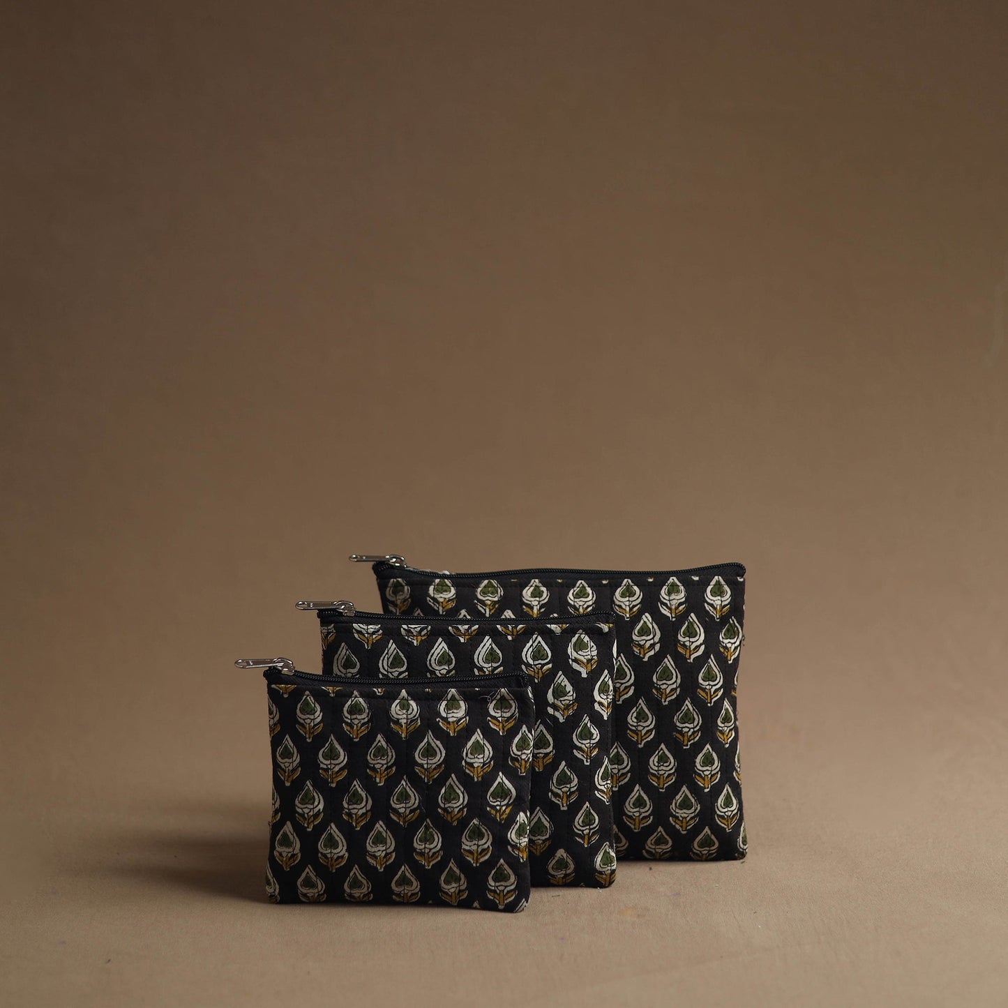 Black - handmade cotton multipurpose utility pouches (set