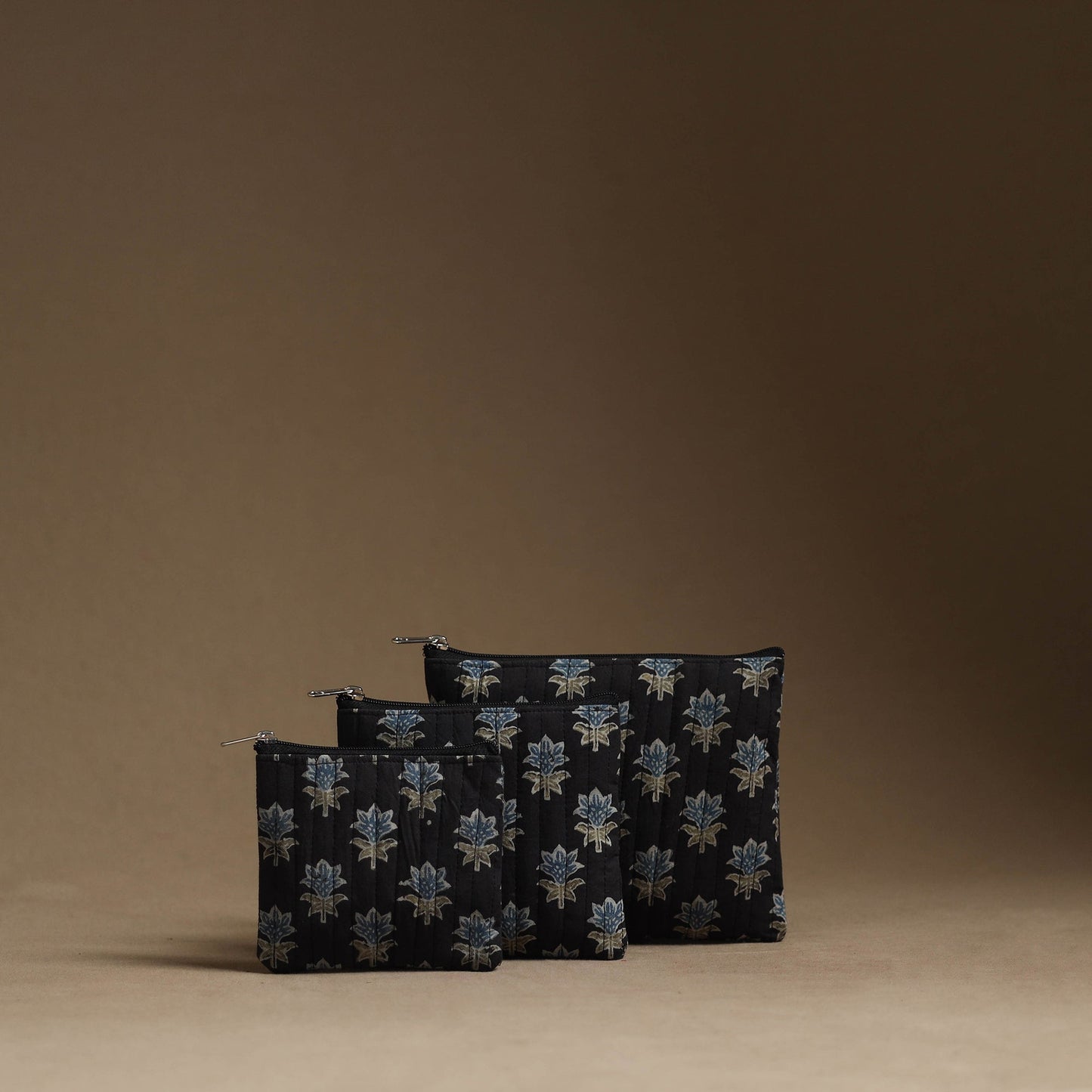 Black - handmade cotton multipurpose utility pouches (set