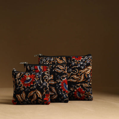 Black - handmade cotton multipurpose utility pouches (set