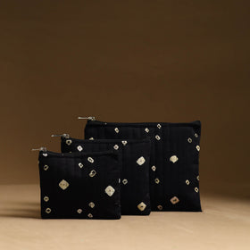Black - handmade cotton multipurpose utility pouches (set