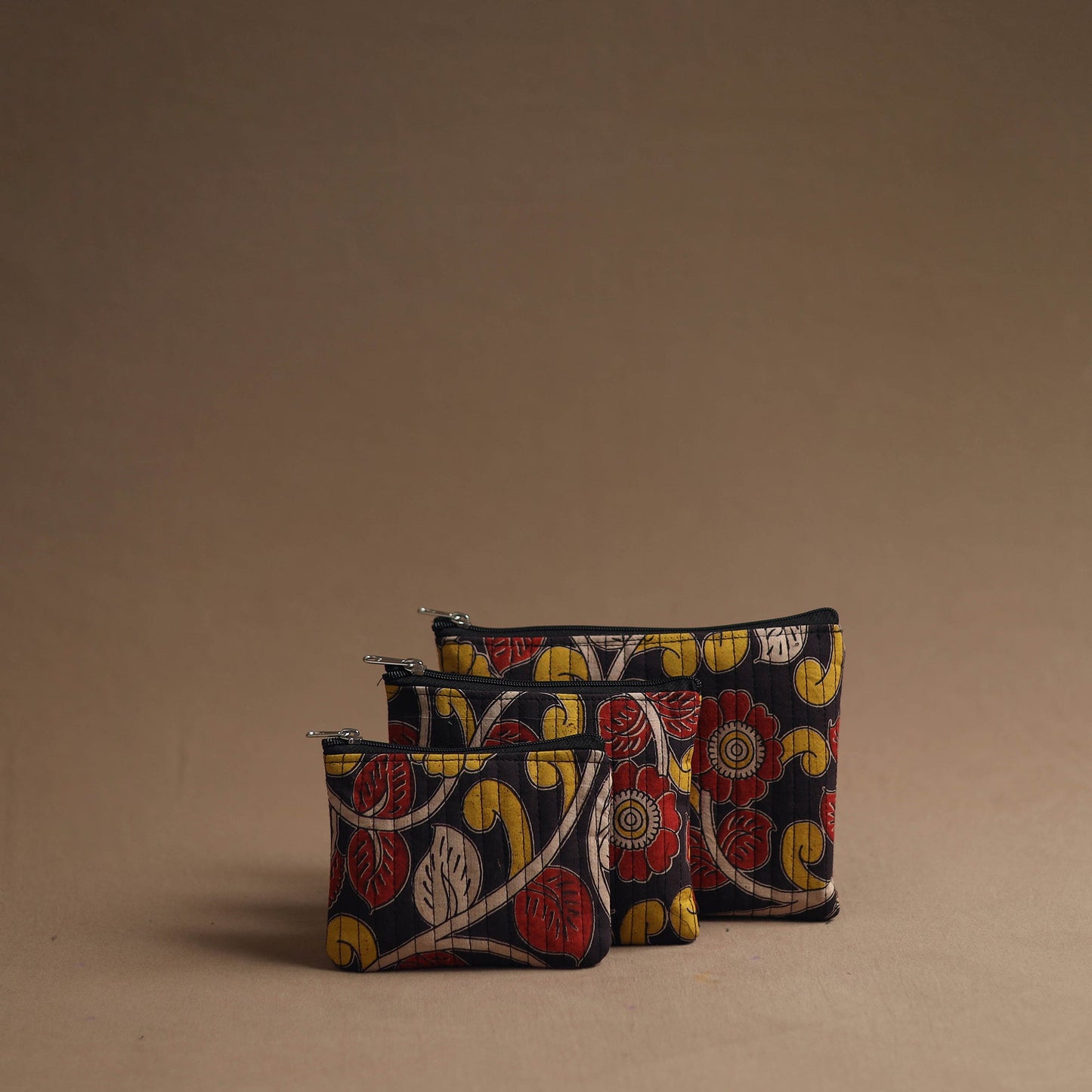 Black - handmade cotton multipurpose utility pouches (set