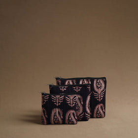 Black Handmade Cotton Multipurpose Utility Pouches (set of 3)