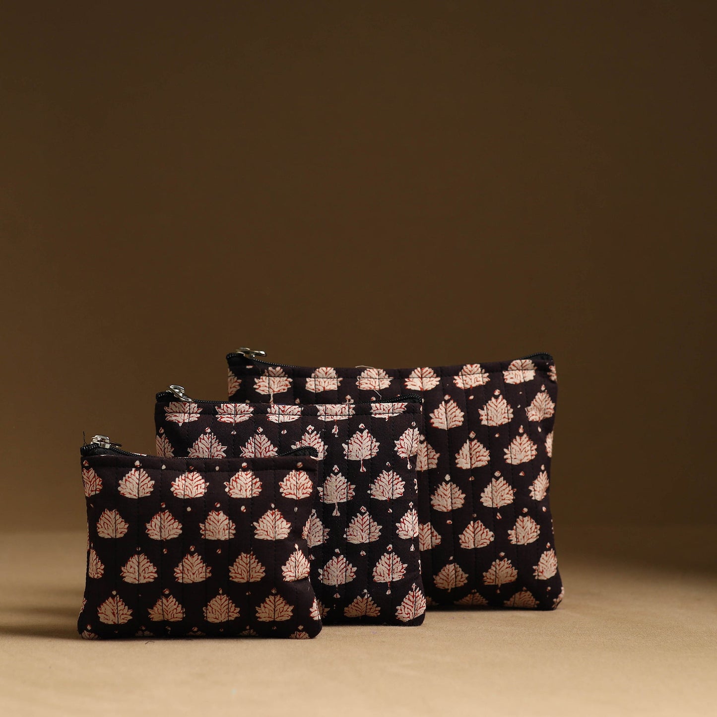 Black - handmade cotton multipurpose utility pouches (set