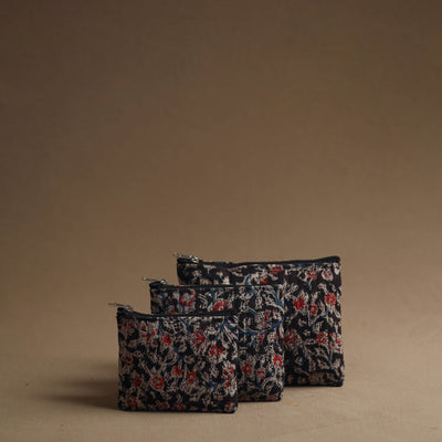 Black - handmade cotton multipurpose utility pouches (set