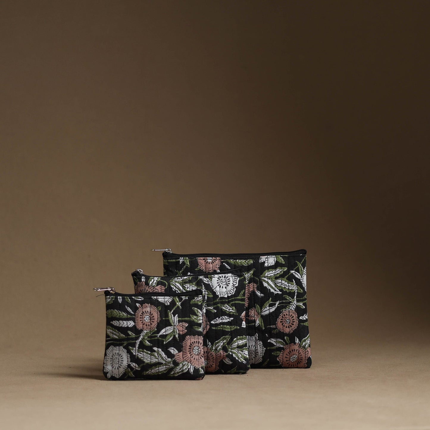 Black - handmade cotton multipurpose utility pouches (set