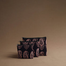 Black - handmade cotton multipurpose utility pouches (set