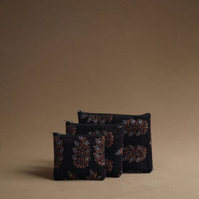 Black - handmade cotton multipurpose utility pouches (set