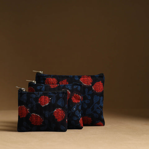 Black - handmade cotton multipurpose utility pouches (set