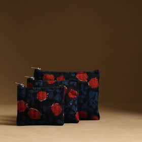 Black - handmade cotton multipurpose utility pouches (set