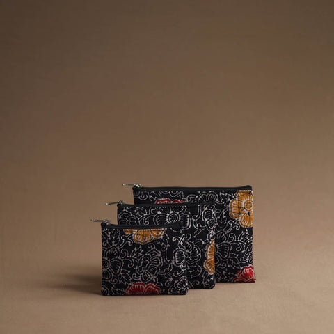 Black - handmade cotton multipurpose utility pouches (set