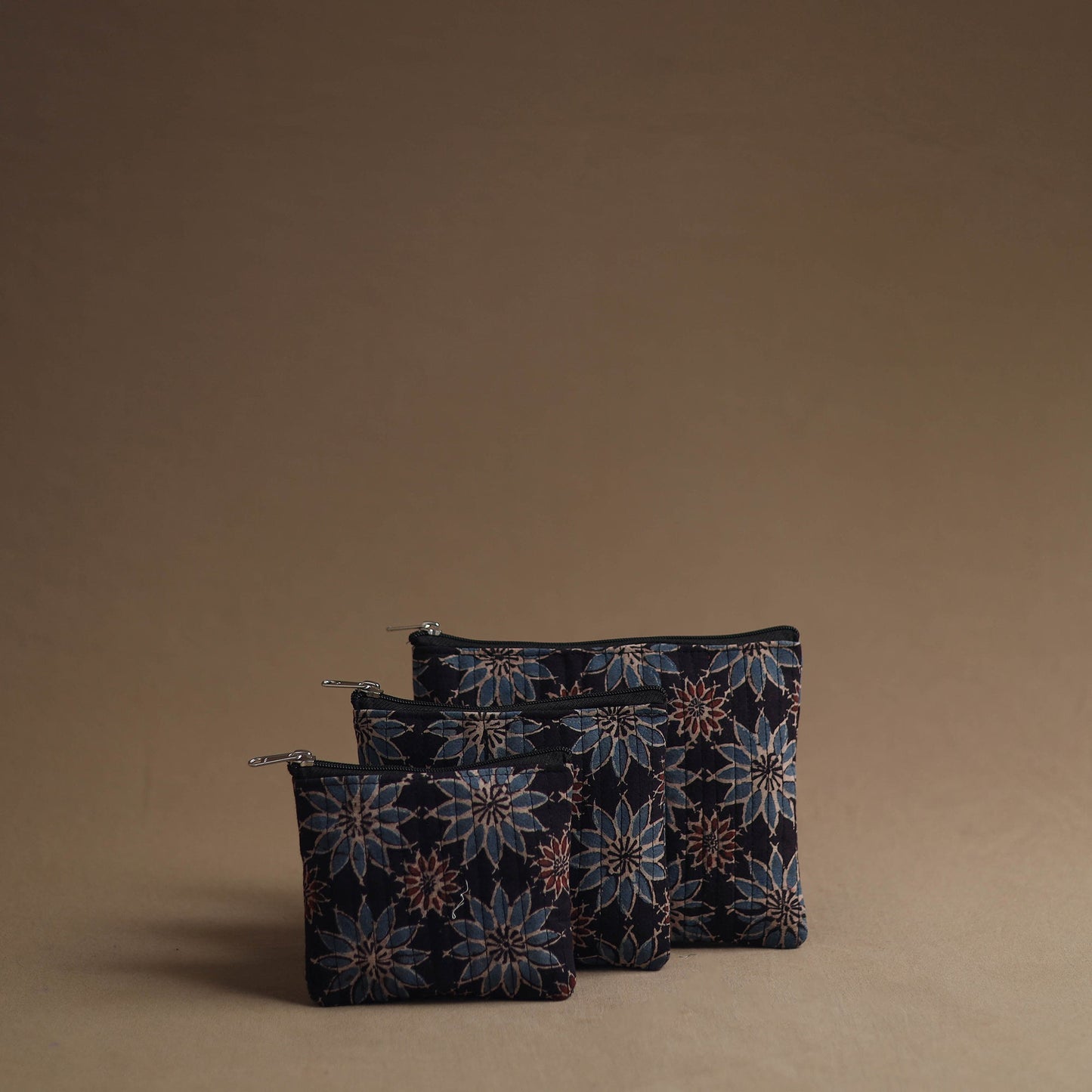 Black - handmade cotton multipurpose utility pouches (set