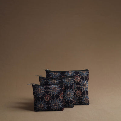 Black - handmade cotton multipurpose utility pouches (set