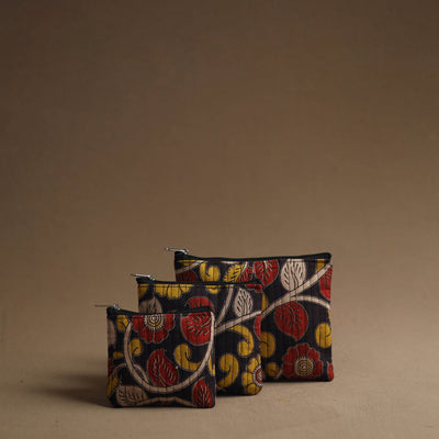 Black - handmade cotton multipurpose utility pouches (set