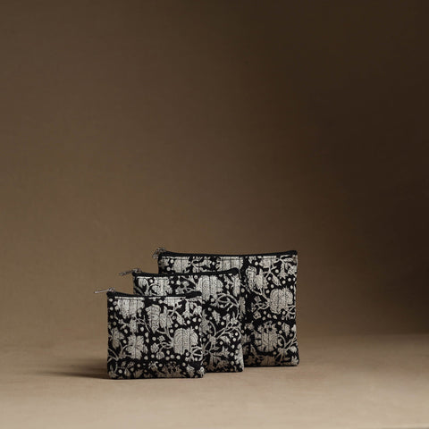 Black - handmade cotton multipurpose utility pouches (set