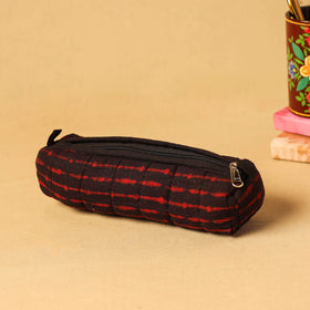 Black - handmade cotton quilted pencil pouch 12