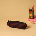 Black - handmade cotton quilted pencil pouch 12