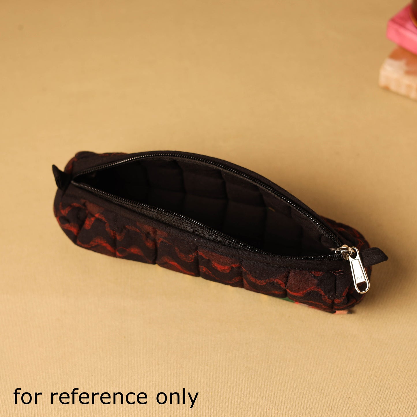 Black - handmade cotton quilted pencil pouch 12