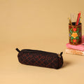 Black - handmade cotton quilted pencil pouch 22