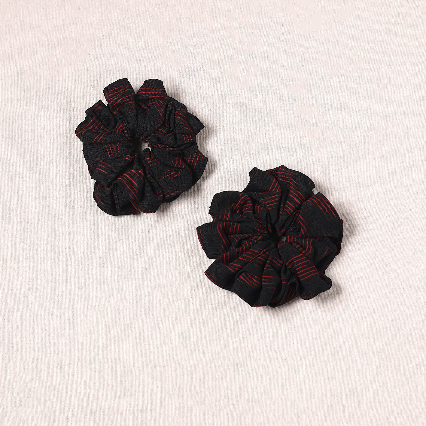 Black - handmade cotton rubber bands/scrunchies (set of 2)