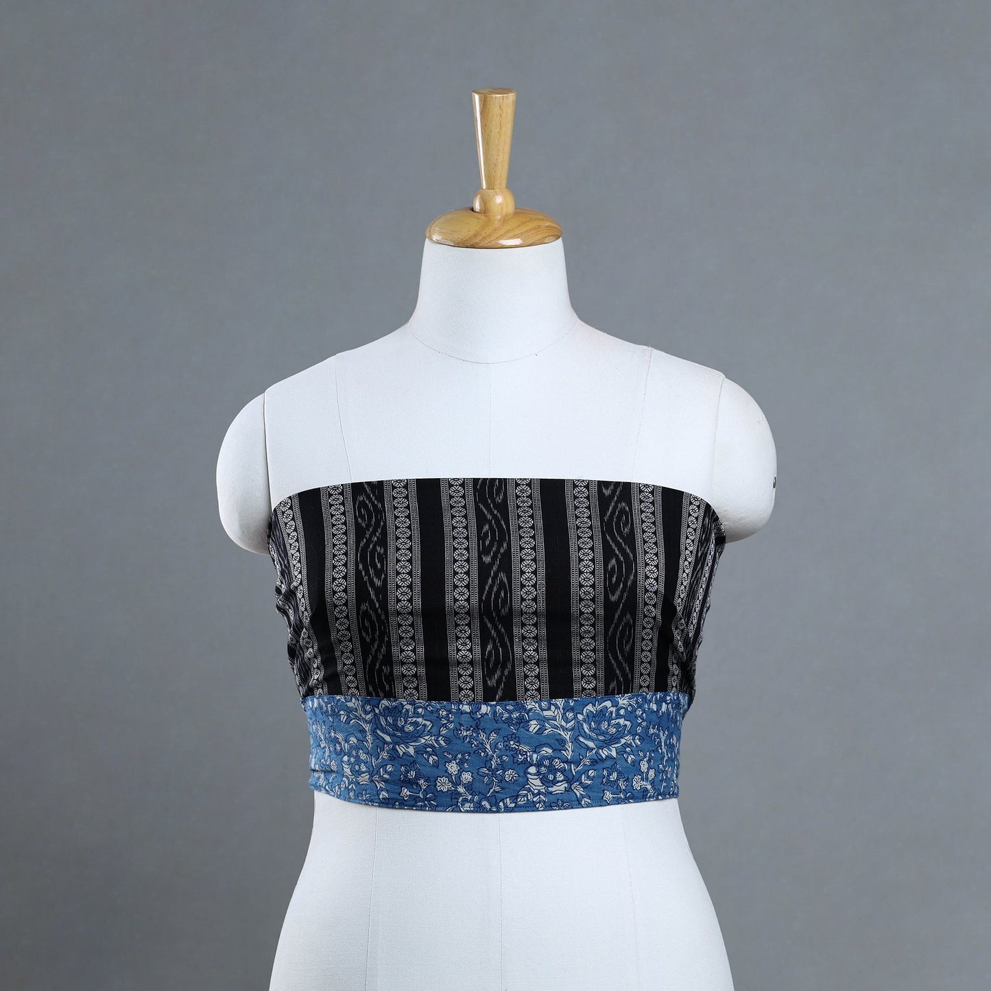 Black - handmade cotton sambalpuri ikat blouse piece 03