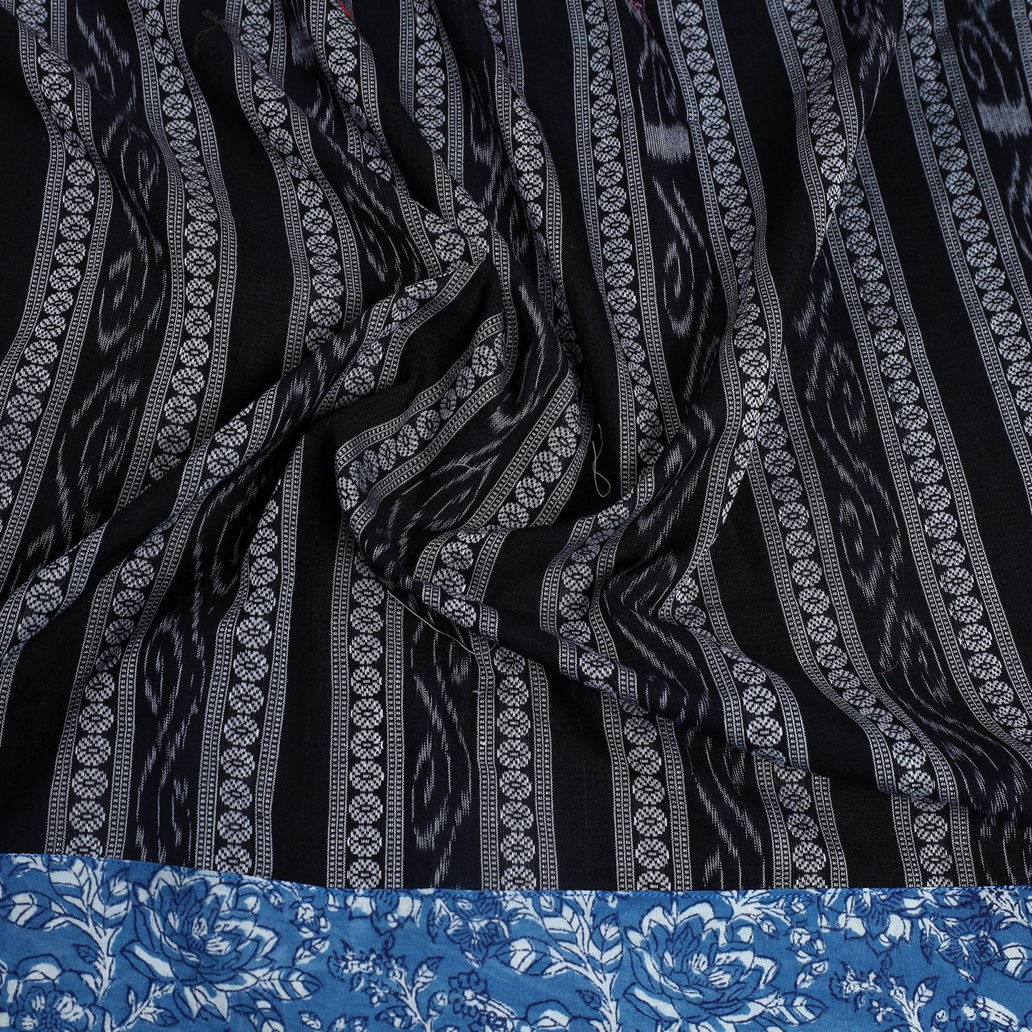 Black - handmade cotton sambalpuri ikat blouse piece 03