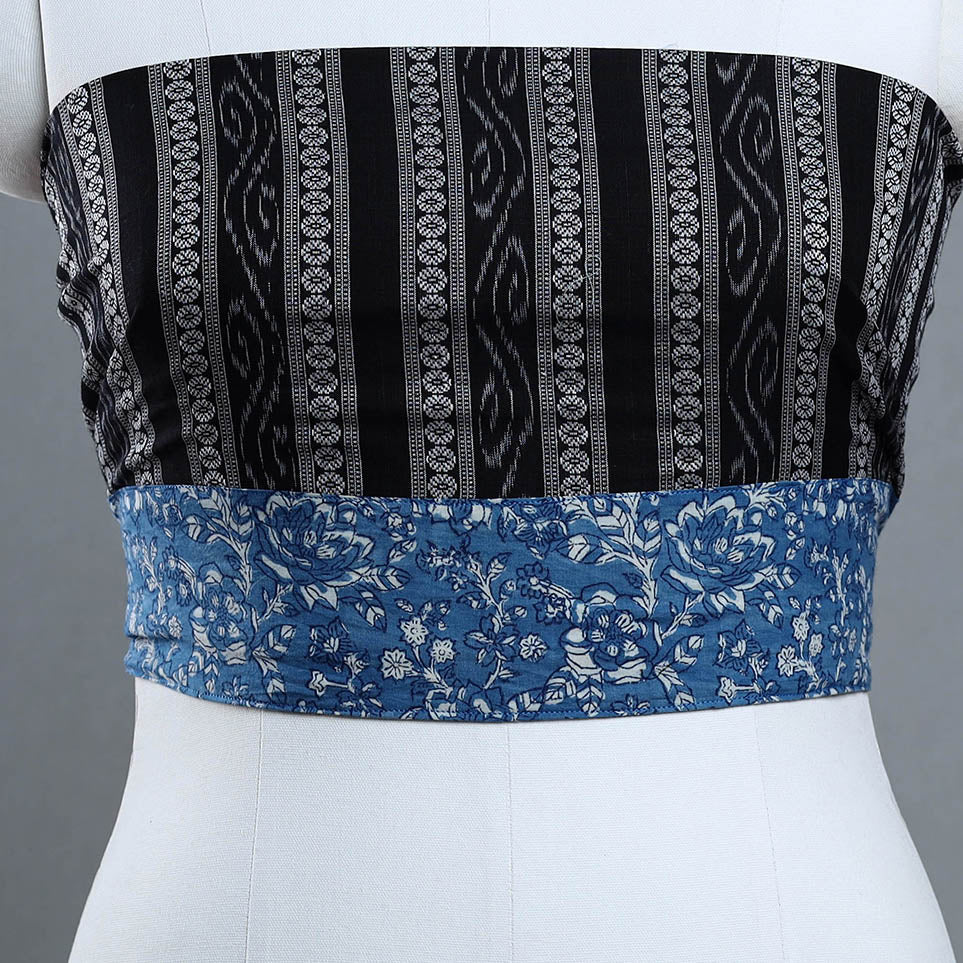 Black - handmade cotton sambalpuri ikat blouse piece 03