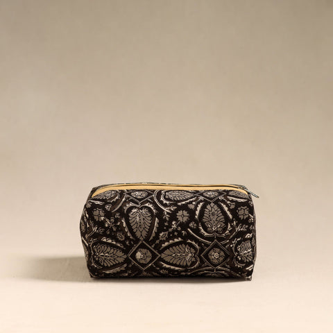Black Handmade Cotton Toiletry Bag 