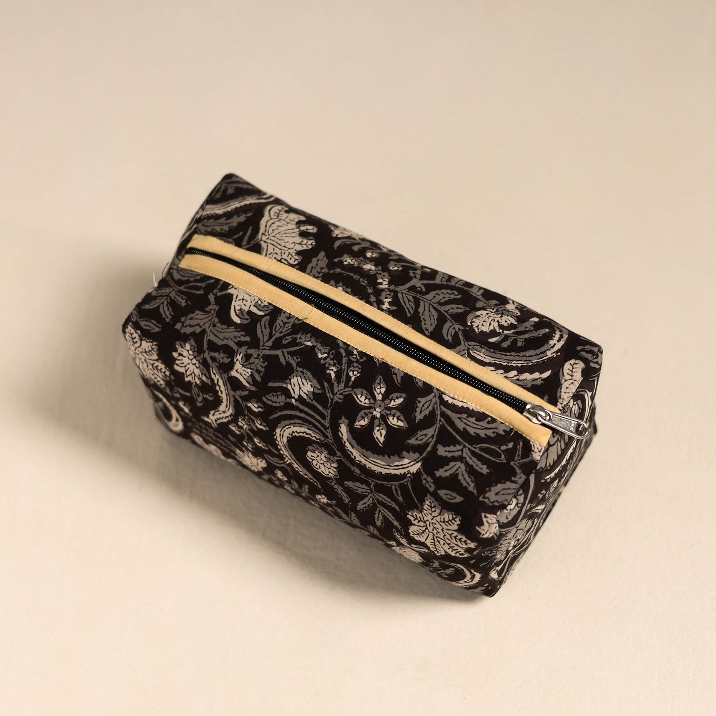 Black Handmade Cotton Toiletry Bag 