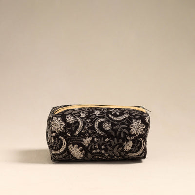 Black Handmade Cotton Toiletry Bag 