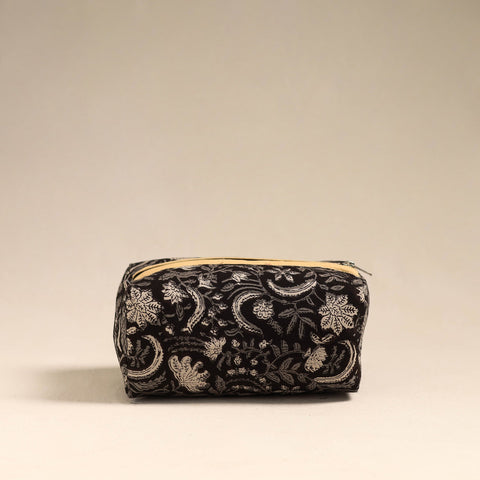Black Handmade Cotton Toiletry Bag 