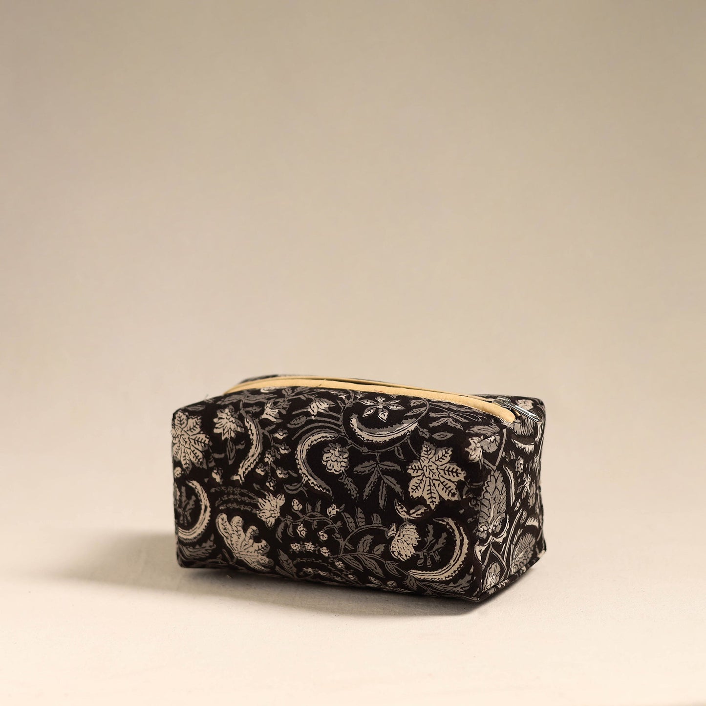 Black Handmade Cotton Toiletry Bag 