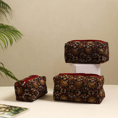  Black Handmade Cotton Toiletry Bags (Set of 3) 