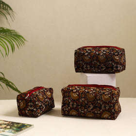  Black Handmade Cotton Toiletry Bags (Set of 3) 