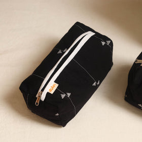 Black - handmade cotton toiletry bags (set of 3) 12