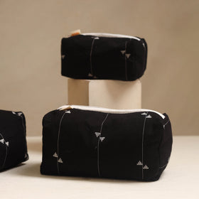 Black - handmade cotton toiletry bags (set of 3) 12