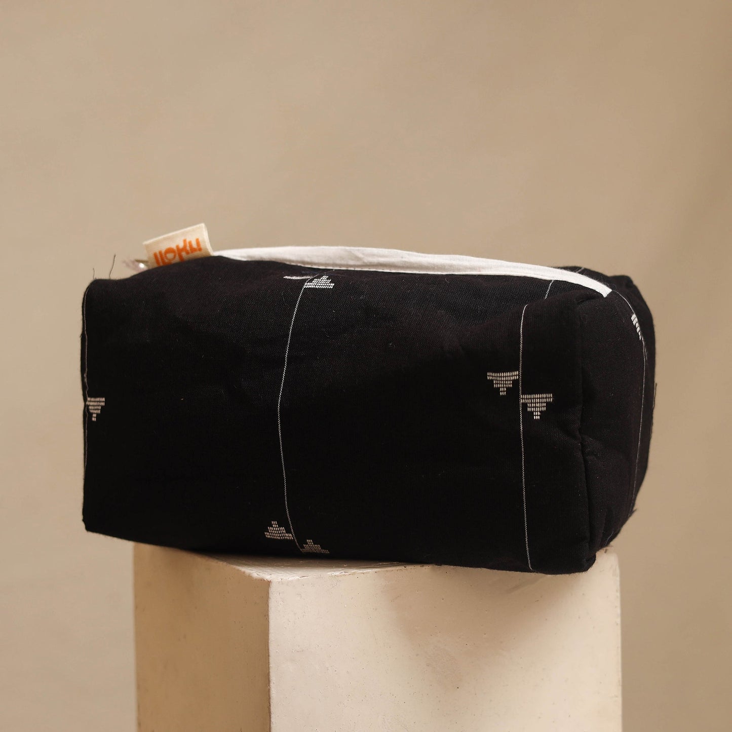 Black - handmade cotton toiletry bags (set of 3) 12