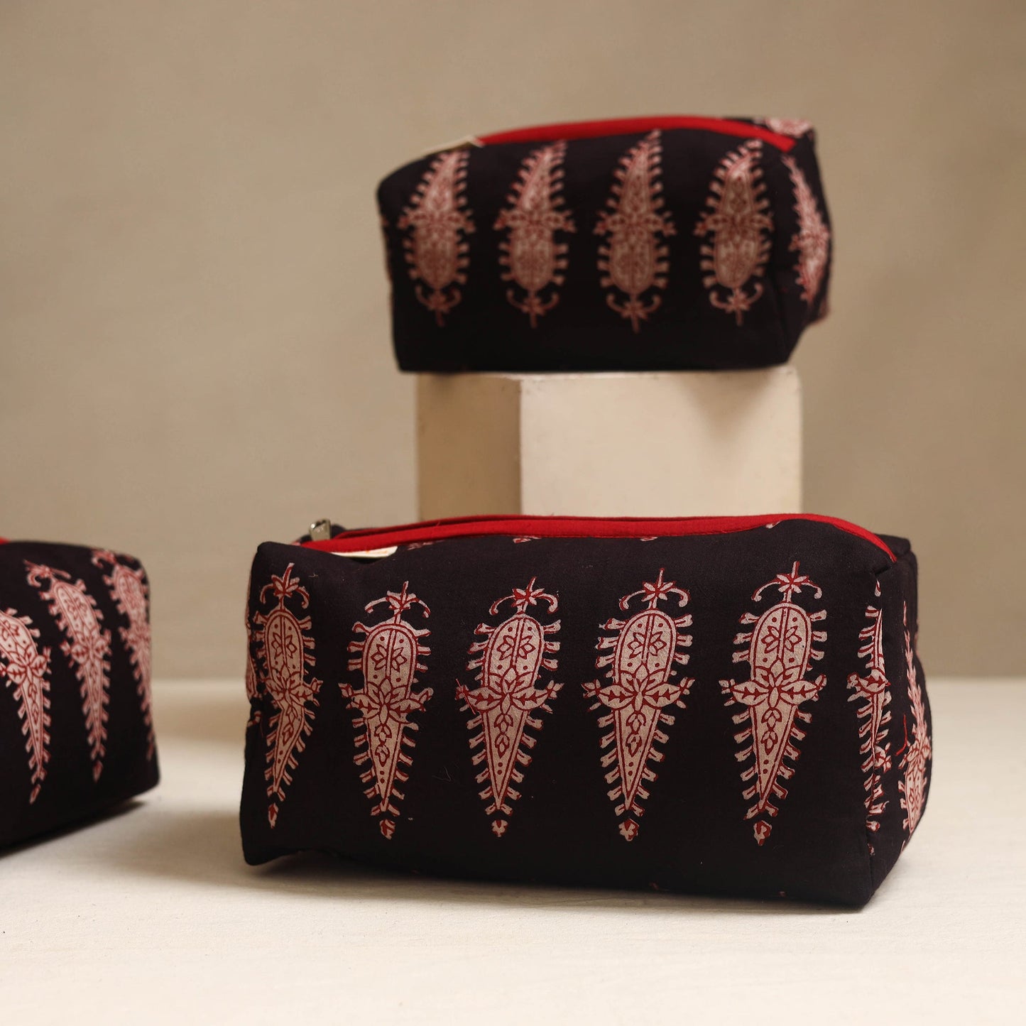 Black - handmade cotton toiletry bags (set of 3) 14