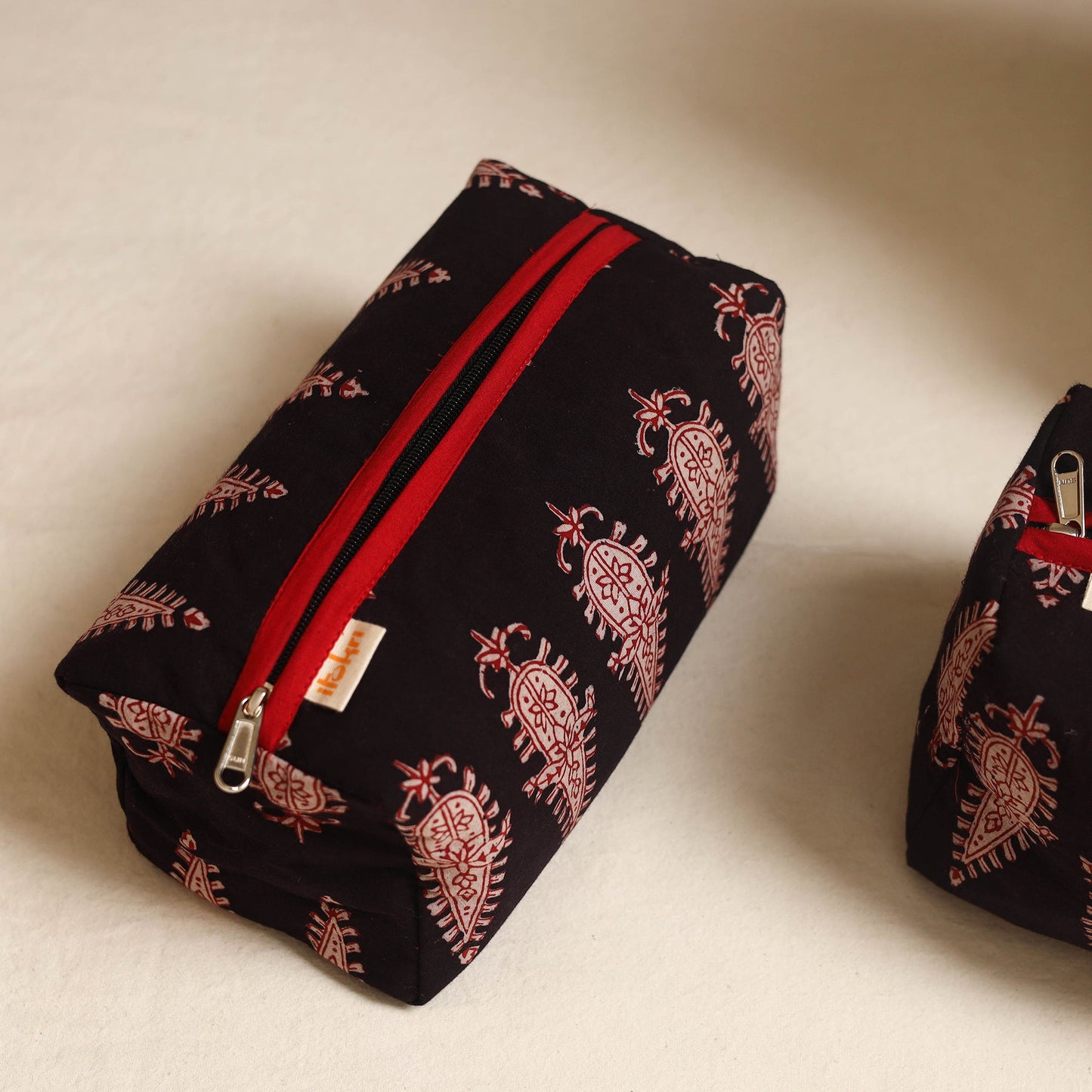 Black - handmade cotton toiletry bags (set of 3) 14