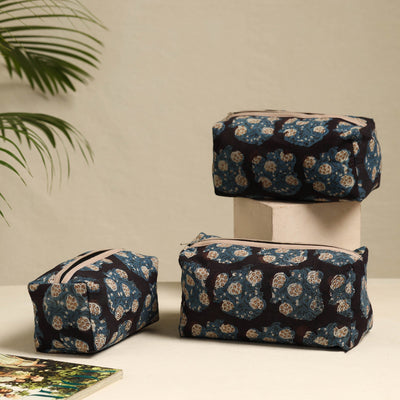  Black Handmade Cotton Toiletry Bags (Set of 3)