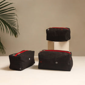 Black - handmade cotton toiletry bags (set of 3) 16
