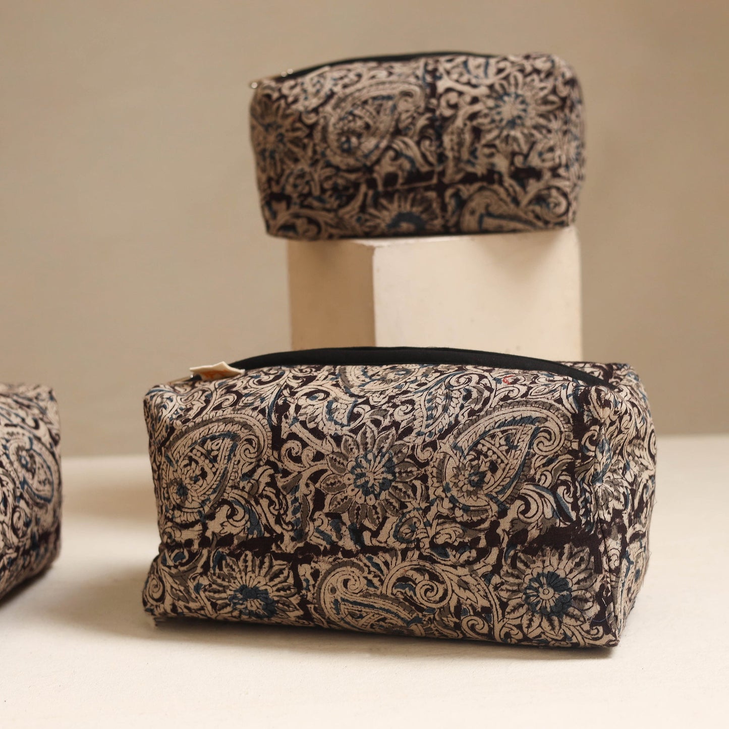 Black - handmade cotton toiletry bags (set of 3) 20