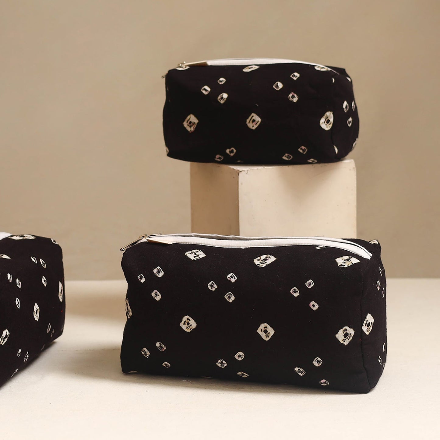 Black - handmade cotton toiletry bags (set of 3) 23