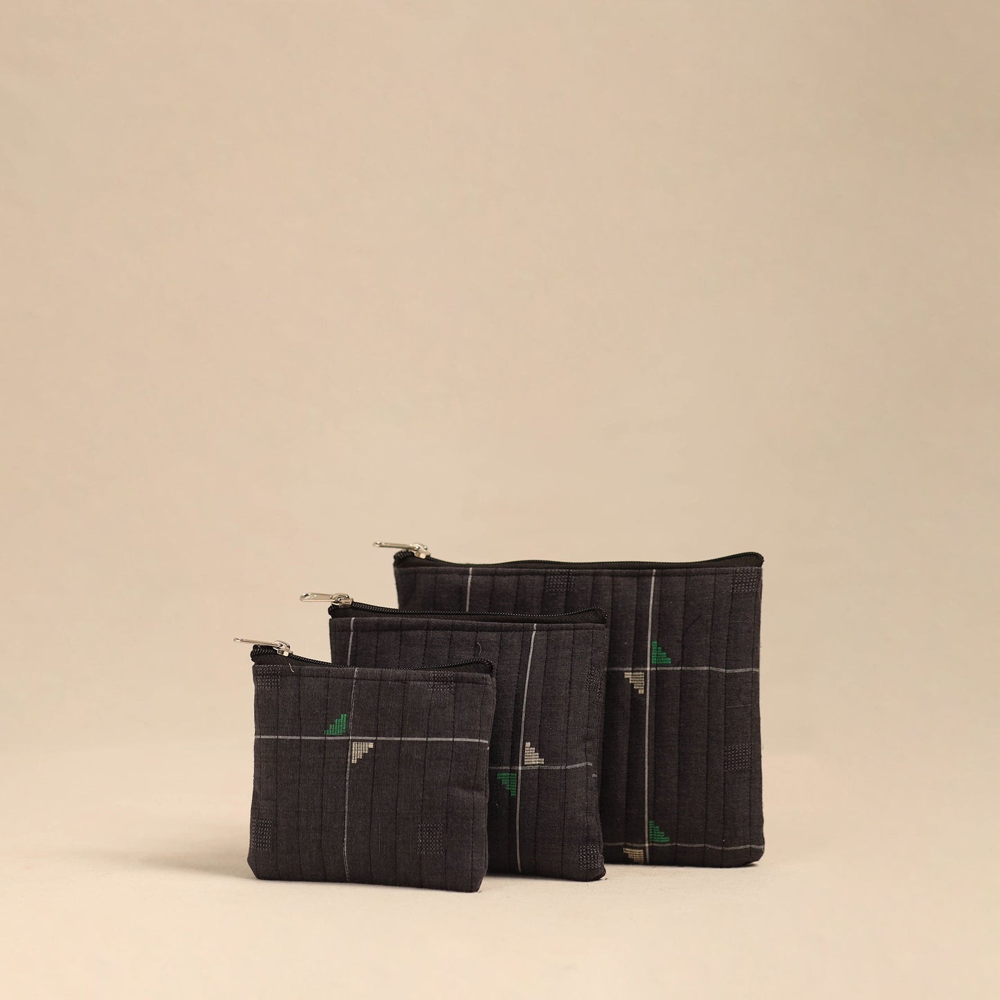 Black - handmade cotton utility pouches (set of 3) 19