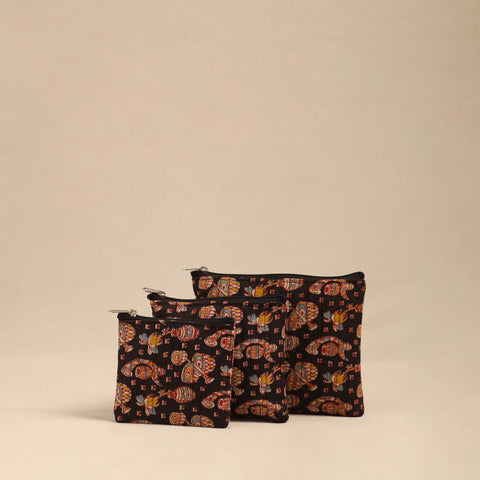 Black - handmade cotton utility pouches (set of 3) 27