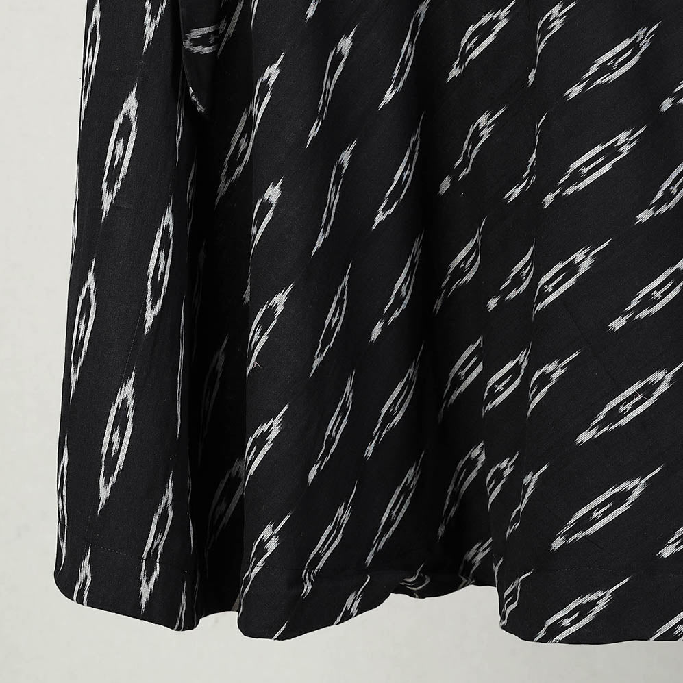 Black Handmade Cotton Wrap Around Pochampally Ikat Skirt