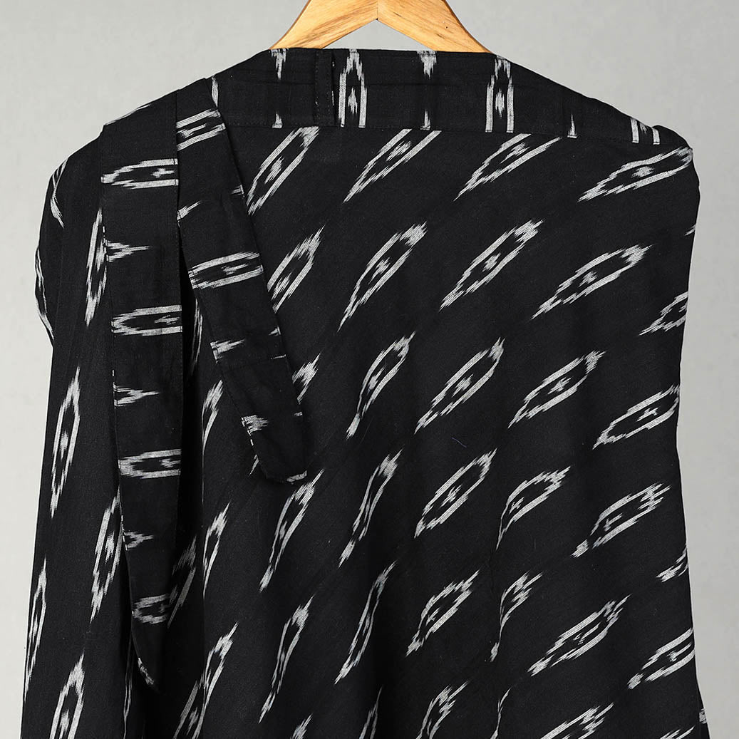 Black Handmade Cotton Wrap Around Pochampally Ikat Skirt