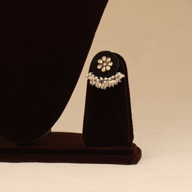 Handmade fabart choker necklace set with kundan & beads 10