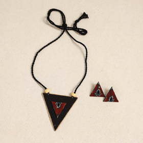 Black - handmade fabart necklace set 22 - handcrafted