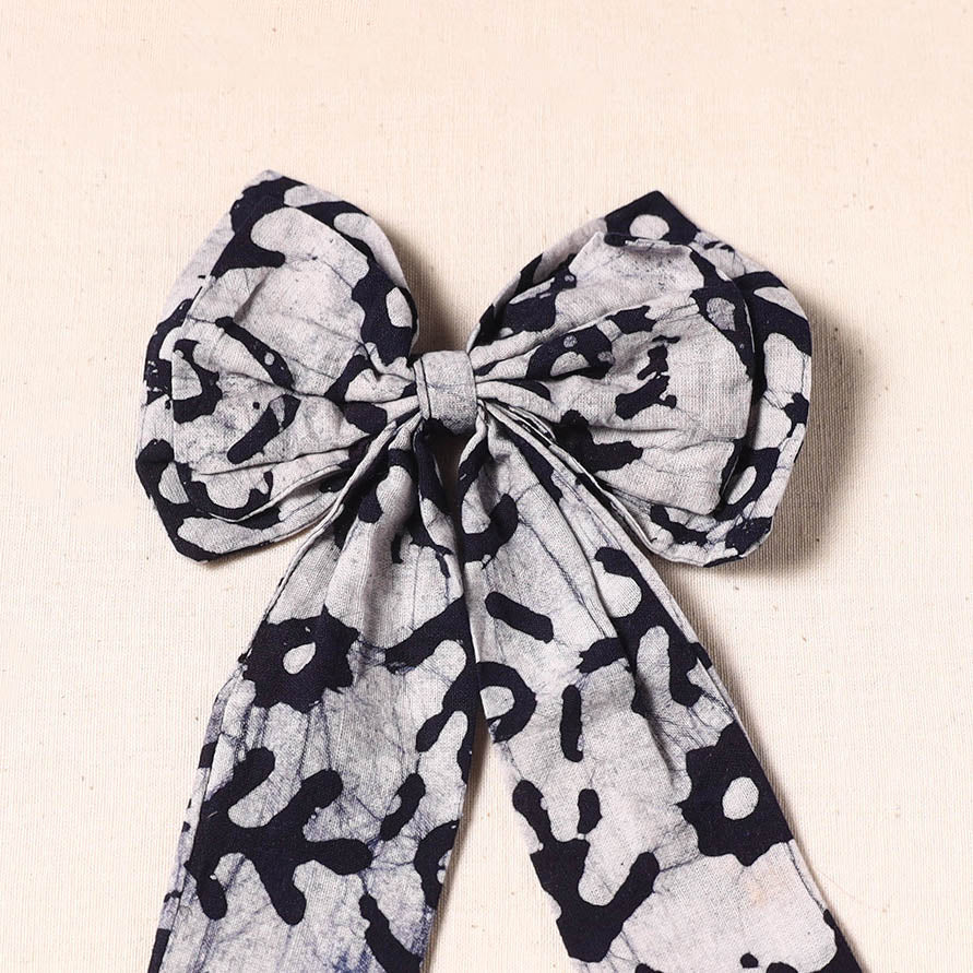 Black - handmade fabric bow hair clip 12 - handcrafted