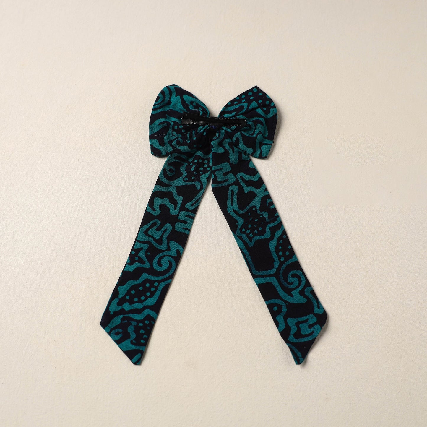 Black Handmade Fabric Bow Hair Clip